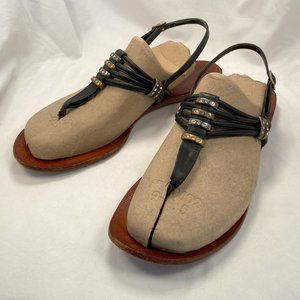 Black Leather Thong Sandals